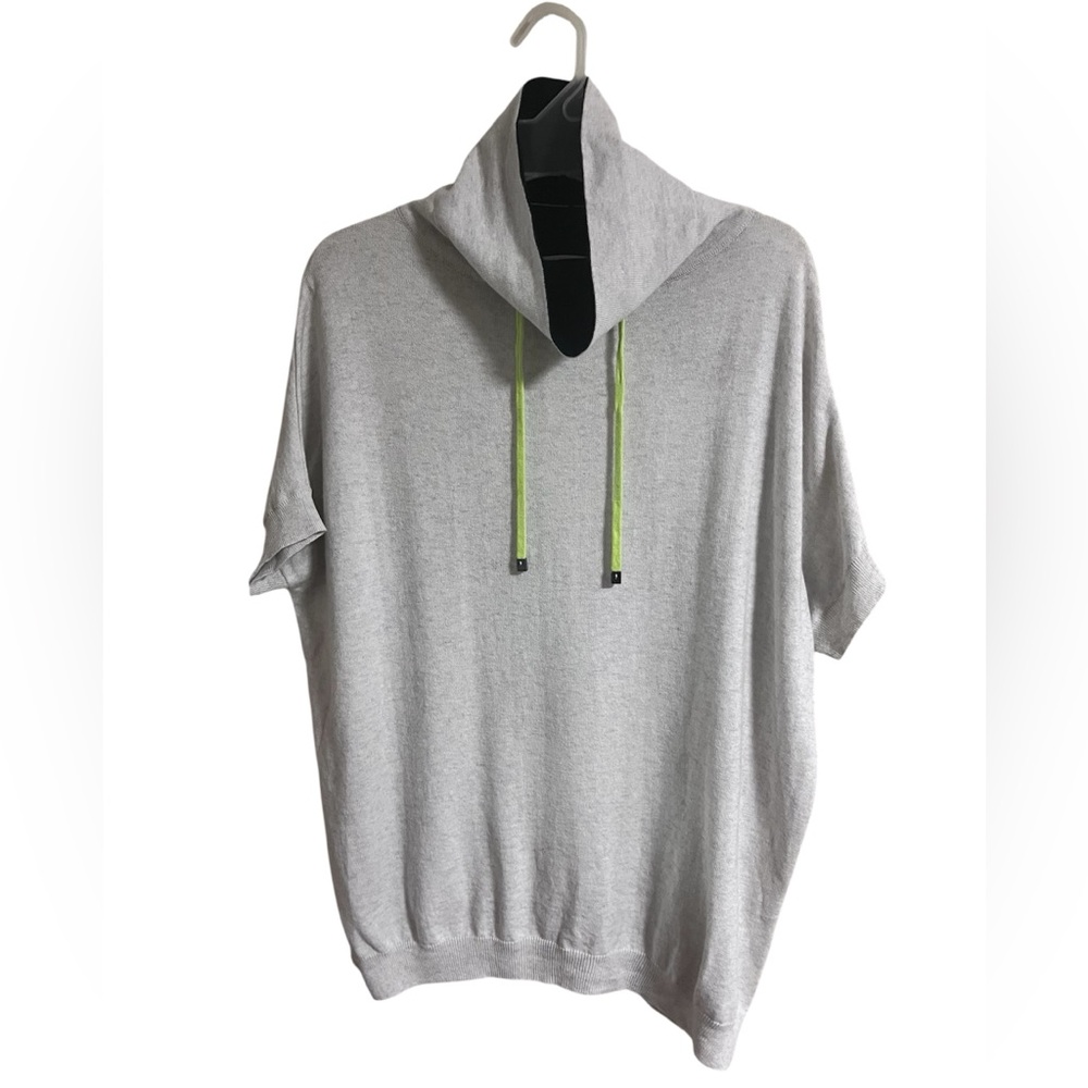 Lisa Todd Neon Stripe Cotton Cashmere Cowl Neck Oversized Sweater